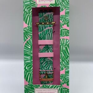 Lilly Pulitzer Pink and Green Leaf Silicone Apple Watch Band